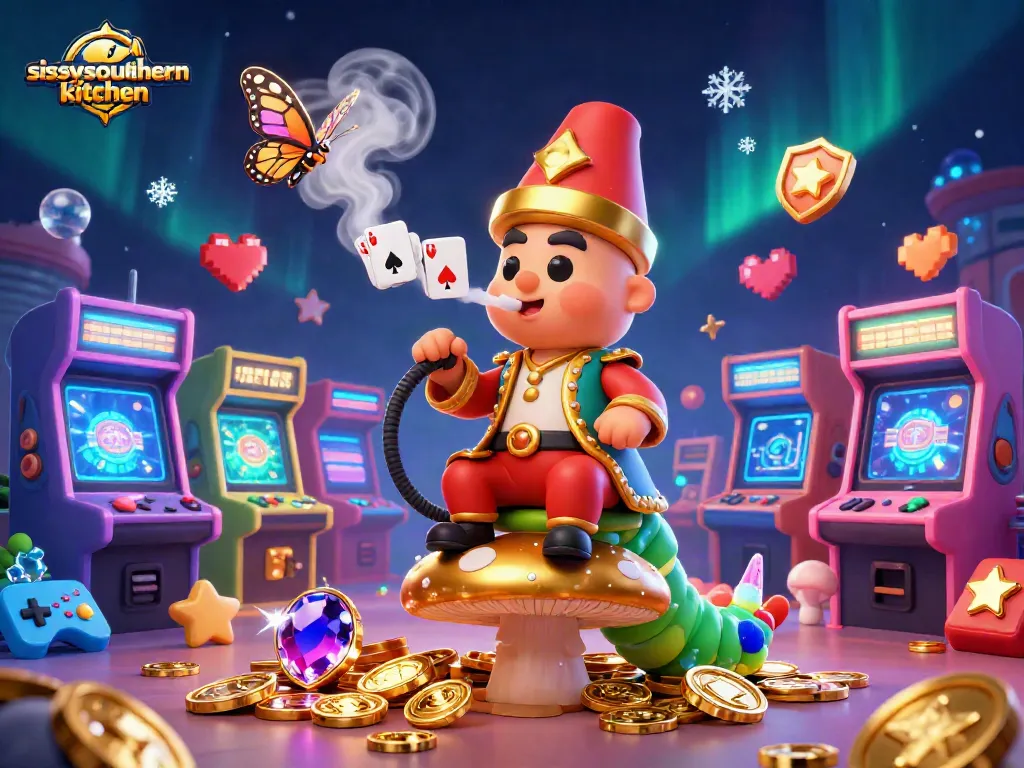 Sissy's Southern Kitchen features a vibrant gambling-themed scene with 3D characters and casino elements.
