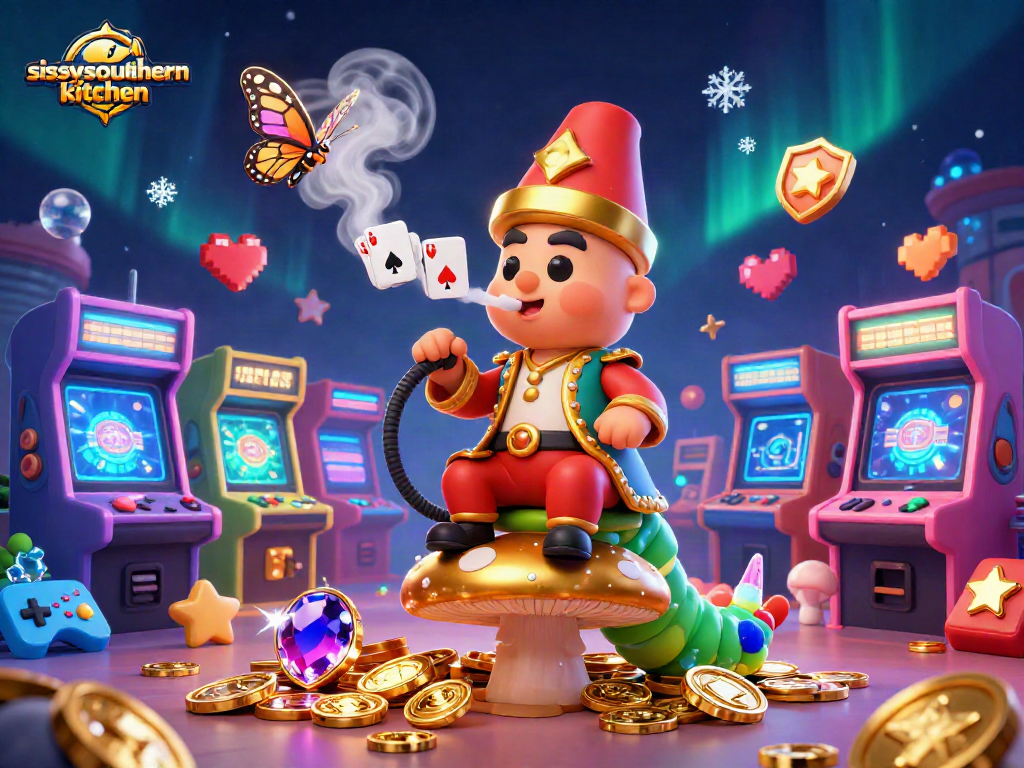 Sissy's Southern Kitchen features a vibrant gambling-themed scene with 3D characters and casino elements.