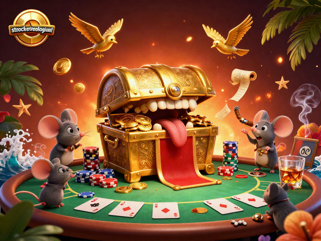 Engage in thrilling gambling at stoeckerecological's vibrant casino, adorned with poker and adventure elements.